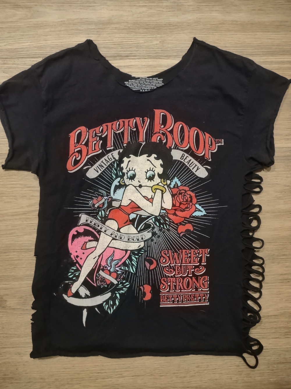 Betty Boop Black Tee with Red and Pink Graphic